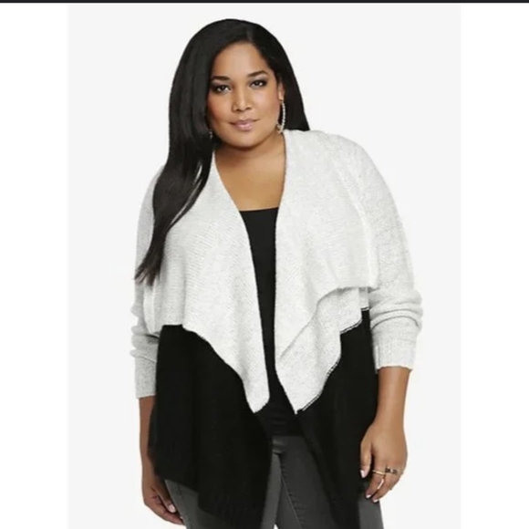 torrid Sweaters - Torrid Knit Open Front Drape Color Block Cardigan Sweater